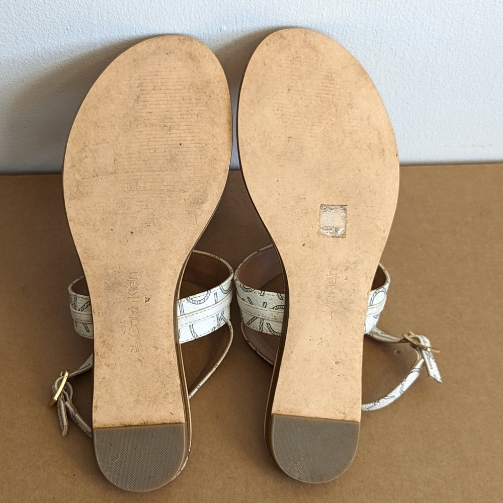 Calvin Klein Soley Monogram White with Logo Strap Back Women's Sandals - Picture 7 of 10